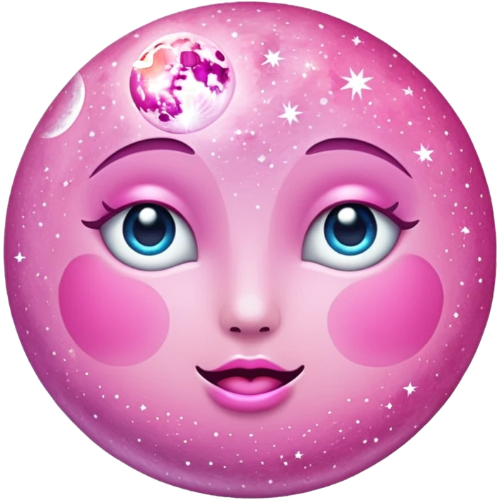Pink sparkly moon emoji