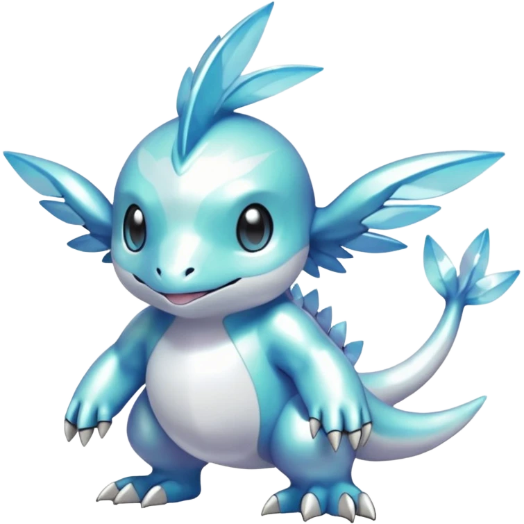 Pearlescent White Ghost-Soft Glimmer-Veined Pokémon-Fakémon-Digimon-Creature, (full body) emoji