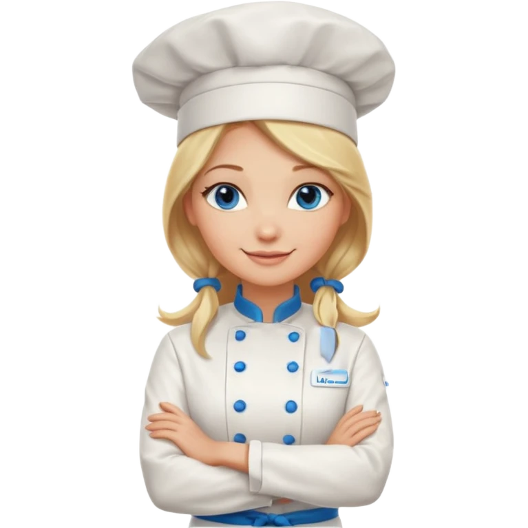 Beautiful, sexy,  long blonde hair, blue eyed, full lips female chef arms folded  emoji