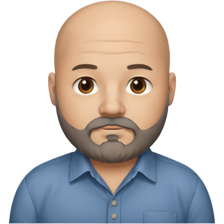 Mid-30s Bald chubby professional man with bushy black and grey beard, wearing a button down shirt emoji
