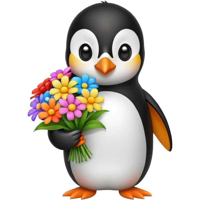 Penguin holding flowers emoji