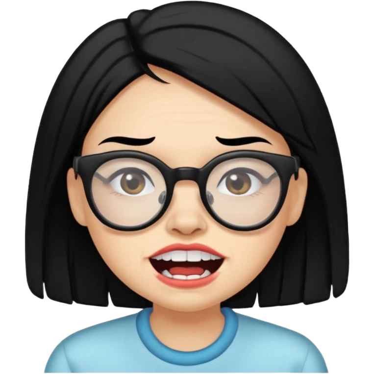 못생긴 여자 덧니도 있음 안경씀 검은색머리 비듬 emoji