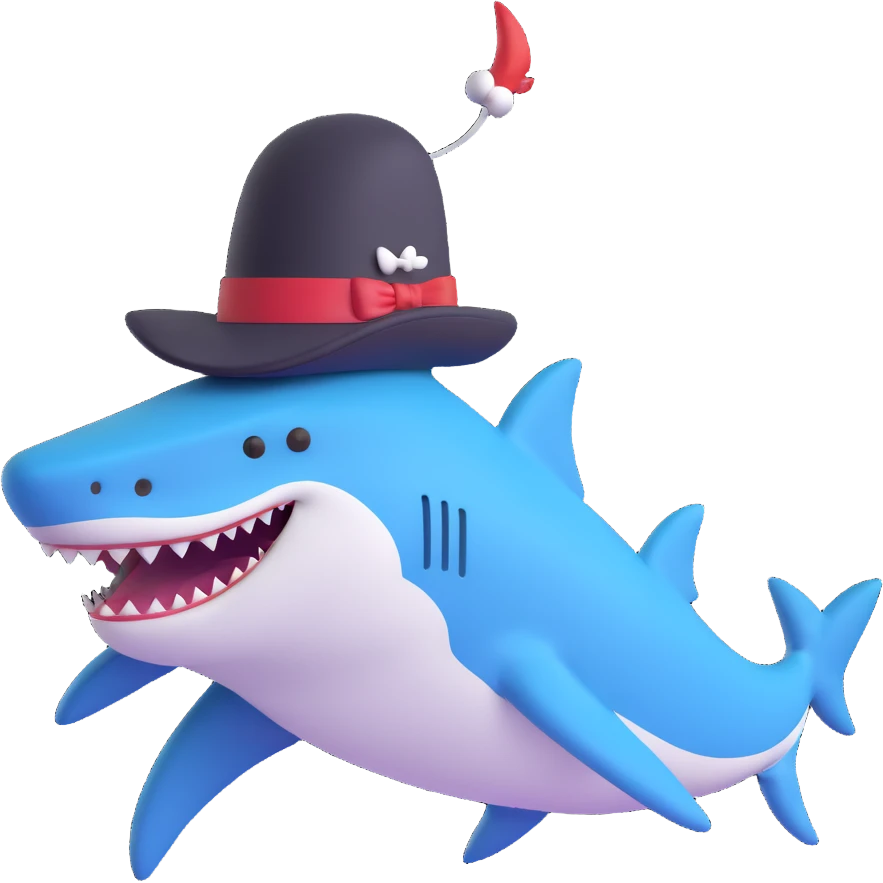 shark wearing a top hat emoji