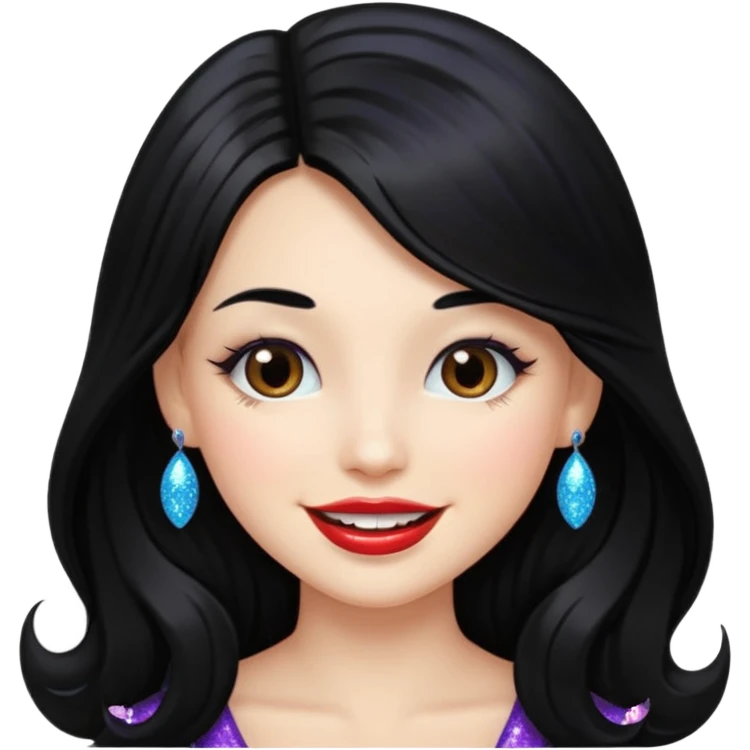 douyin long black hair glossy lips glittery girl emoji