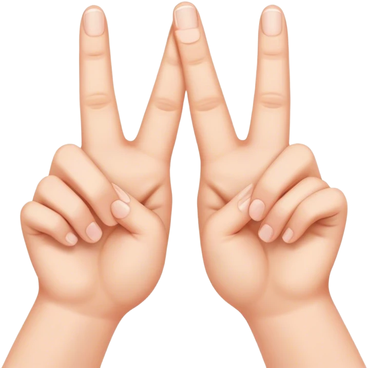 two hands with index fingertips up and thumbs touching to form the letter M upside down, rest of fingers closed emoji