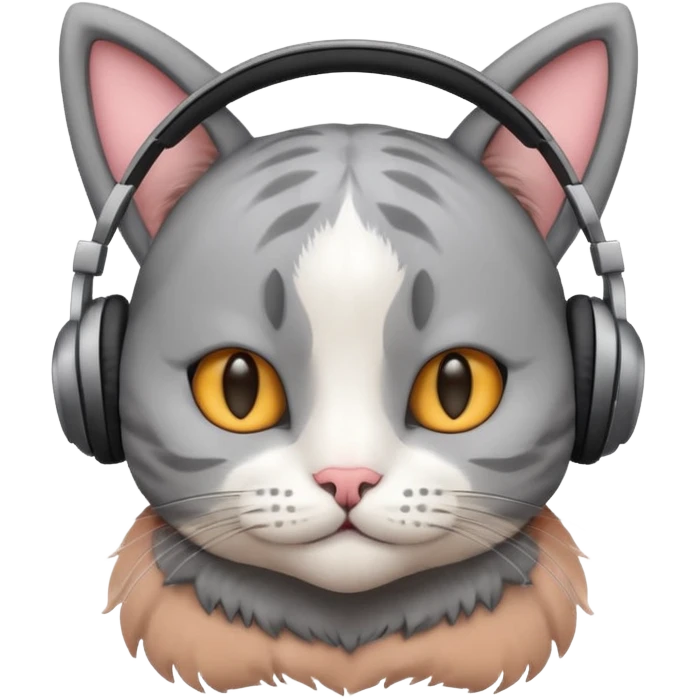 헤드셋을 착용한 고양이 emoji