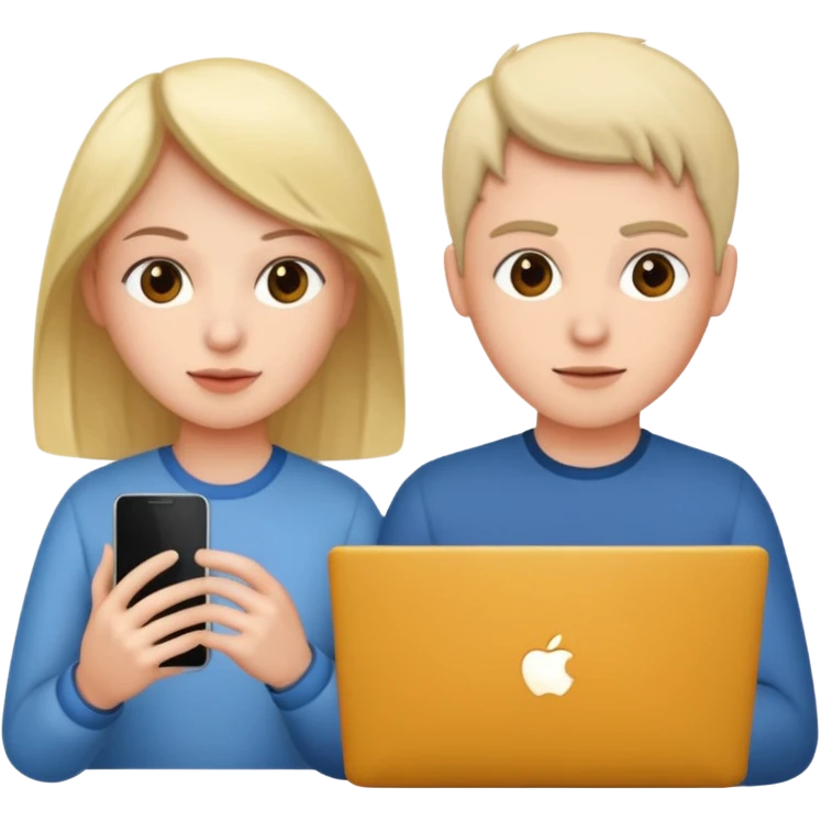 one with lap top one with phone emoji