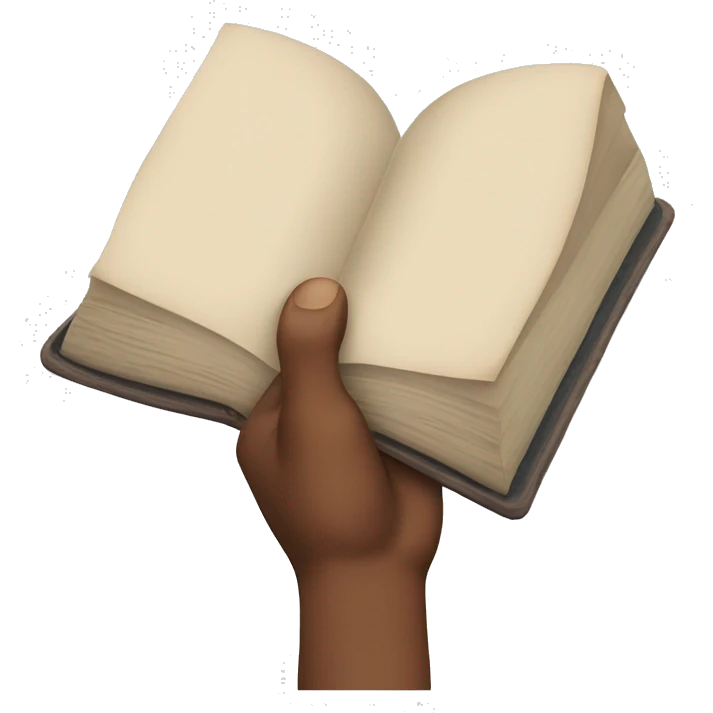 musculed flexed left hand holding open book emoji