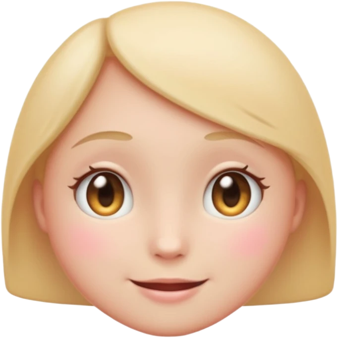“Pastel round emoji with shy sparkling eyes, gentle blush, trembling smile, hidden heart, soft glow—expressing quiet love, vulnerability, and tender emotions no hair emoji