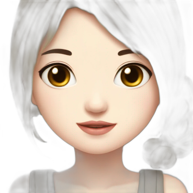 cute girl，black hair，named jingjing，full body emoji