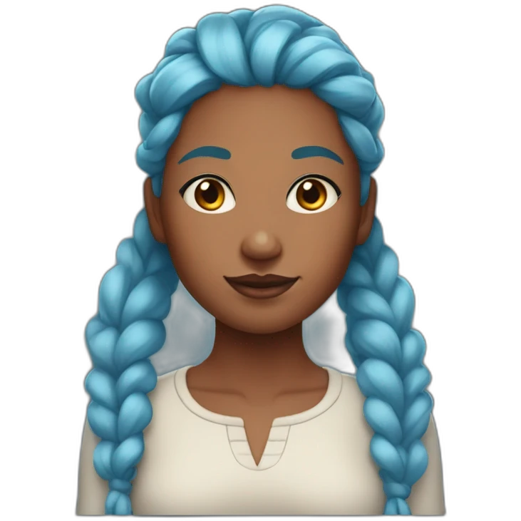 Brown skinned woman with light blue eyes and fantasy red hair with two pigtails of hair emoji