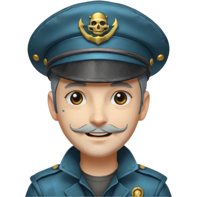 Cyberpunk sea captain with hat man, young - adult , happy  expression emoji
