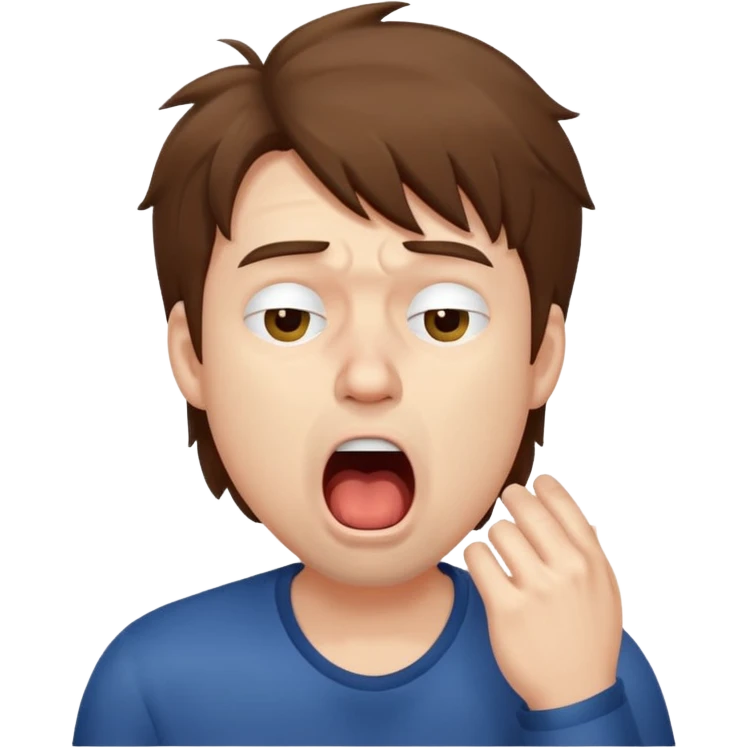 Weak man with disheveled hair yawning emoji