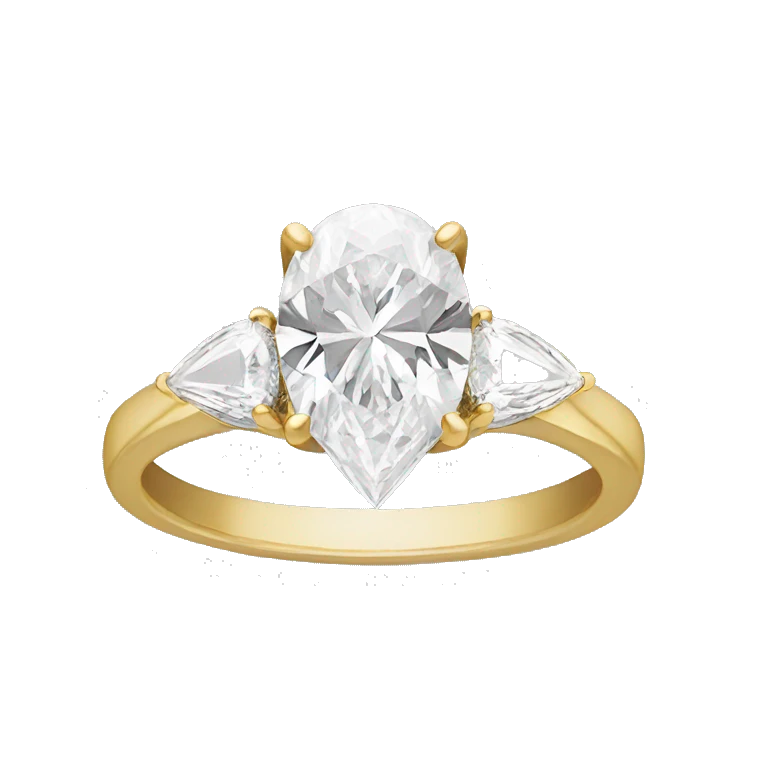 Gold oval and pear diamond engagement ring emoji