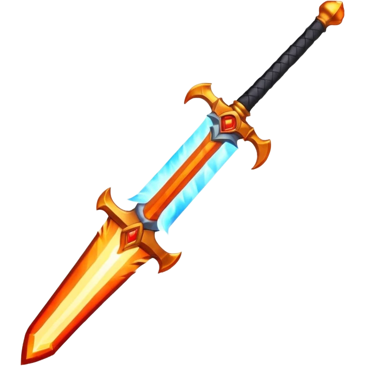 Flaming magic sword — fiery aura and sparks emoji