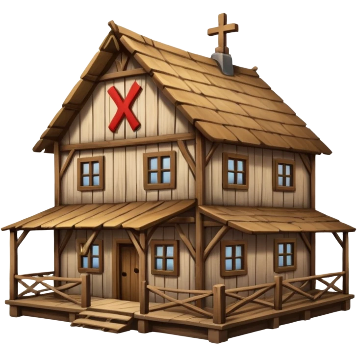 an inn with a big X on it emoji