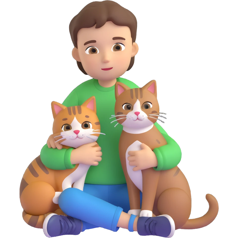 boy and cat pet emoji