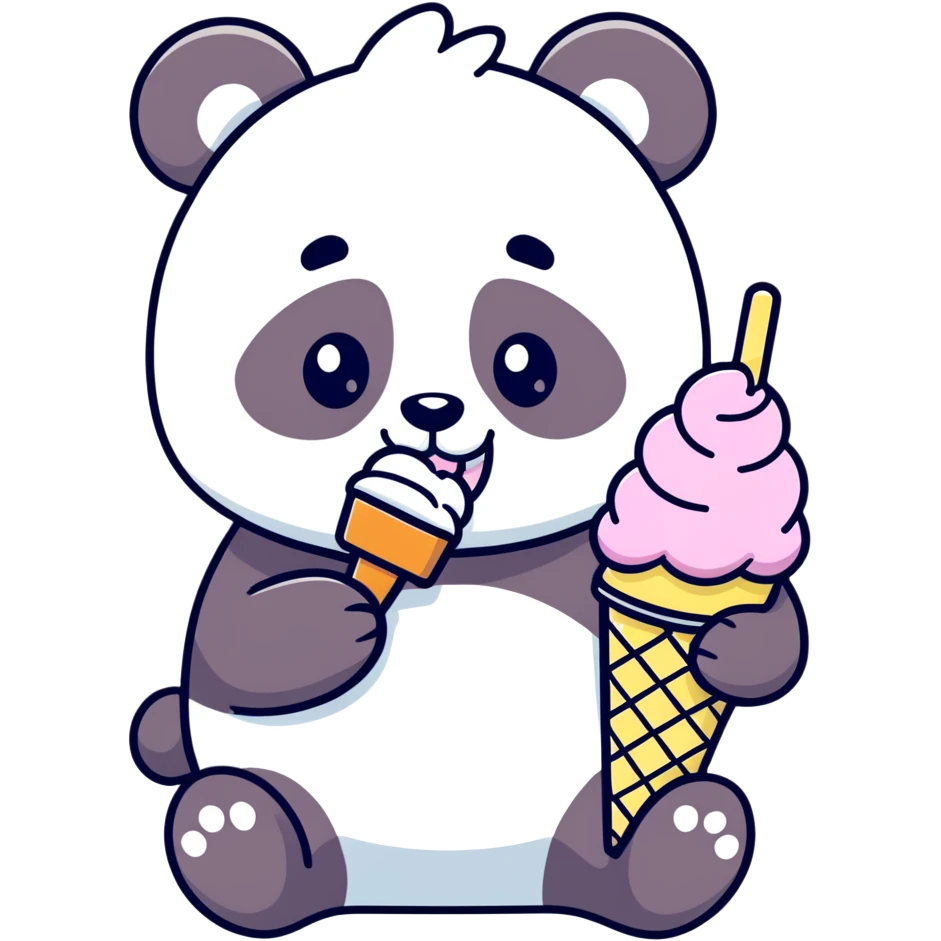 Panda eating ice cream emoji