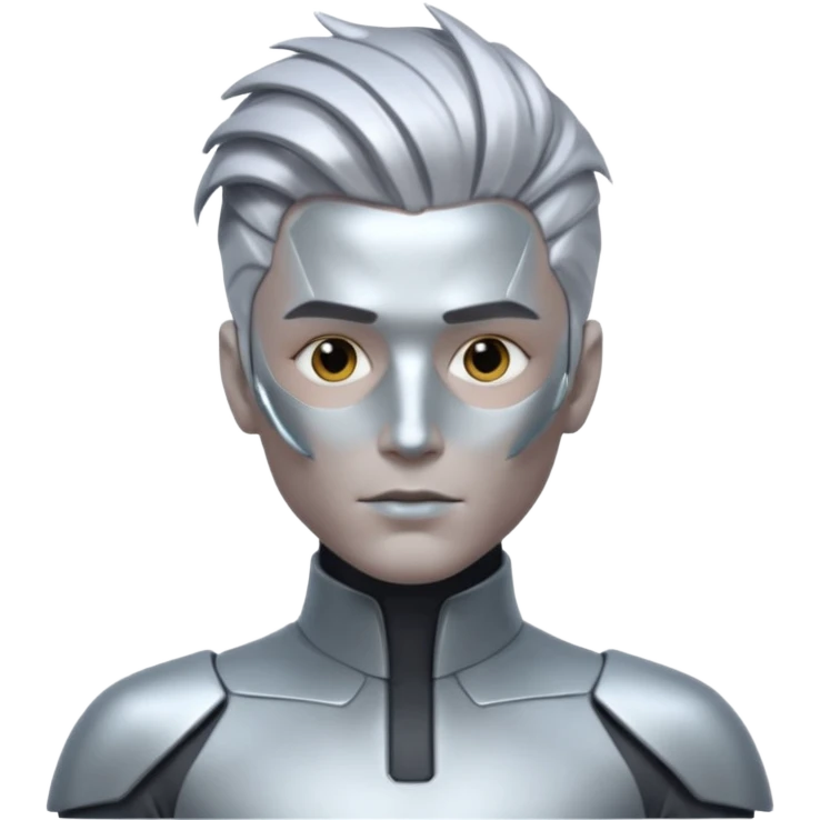 futuristic man with long metalic hair emoji