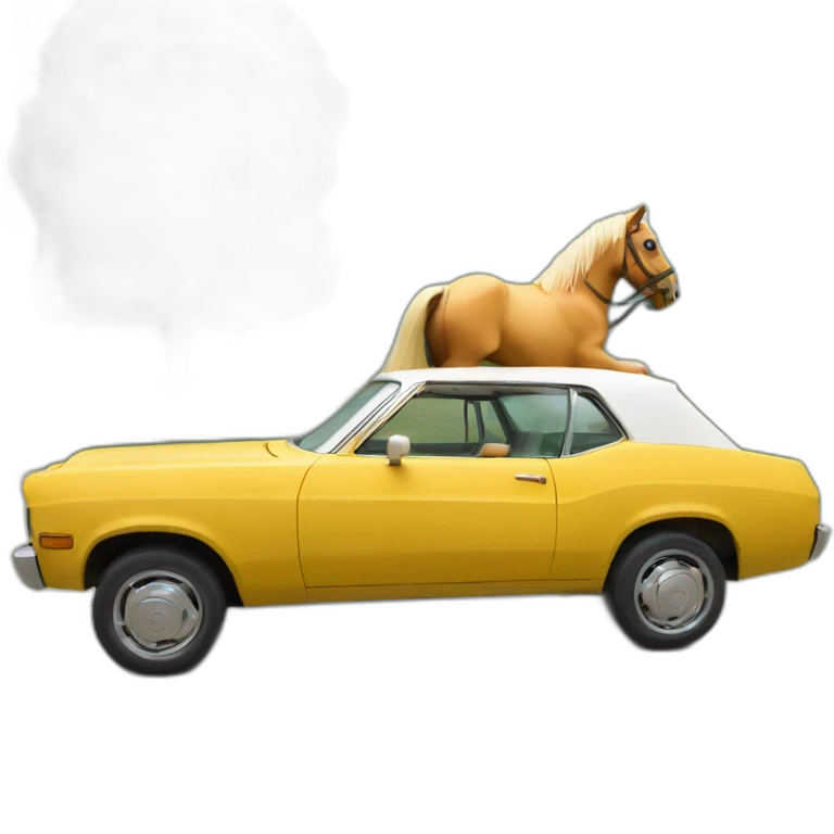 Cheval sur une voiture emoji