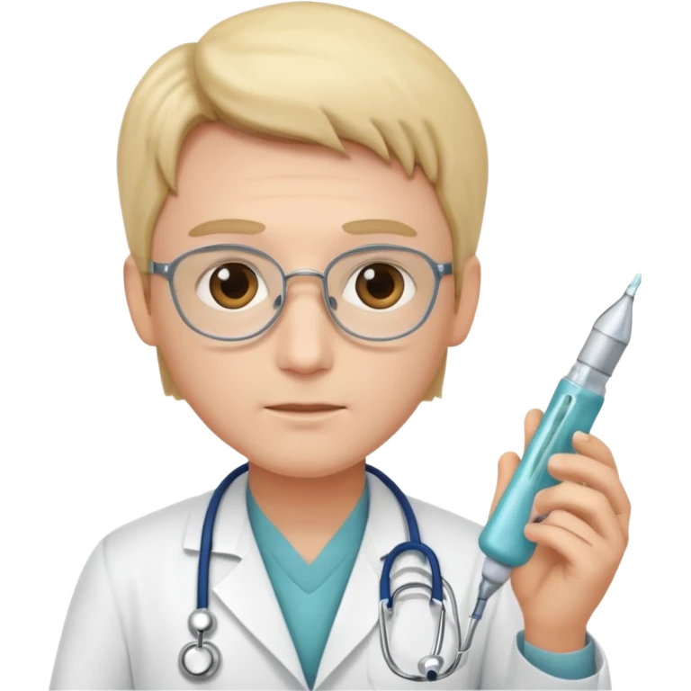 doctor of medicine holding very big lancet emoji