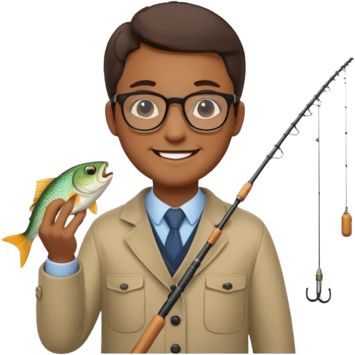 Accountant who wears glasses and loves fishing emoji