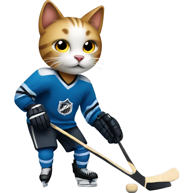 Cat playing hockey emoji