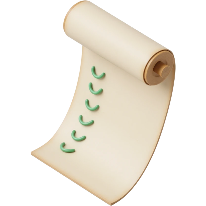 floating rolled paper list with green checkboxes emoji