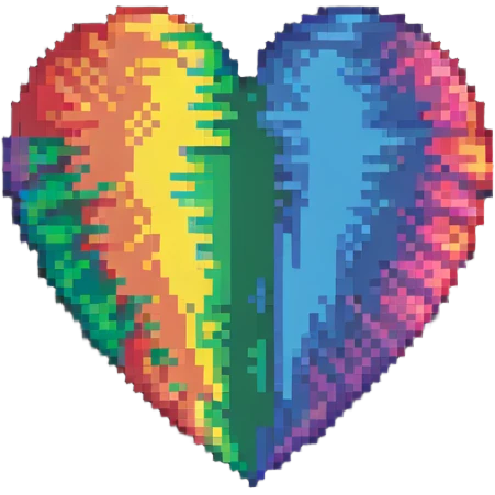 pixelated heart with rainbow colors emoji