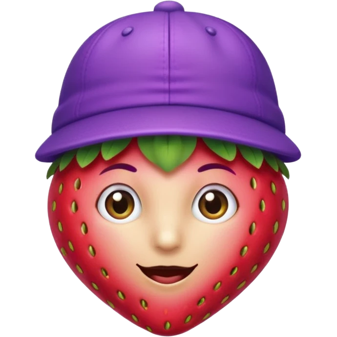 strawberry wearing purple cap, with cap emoji
