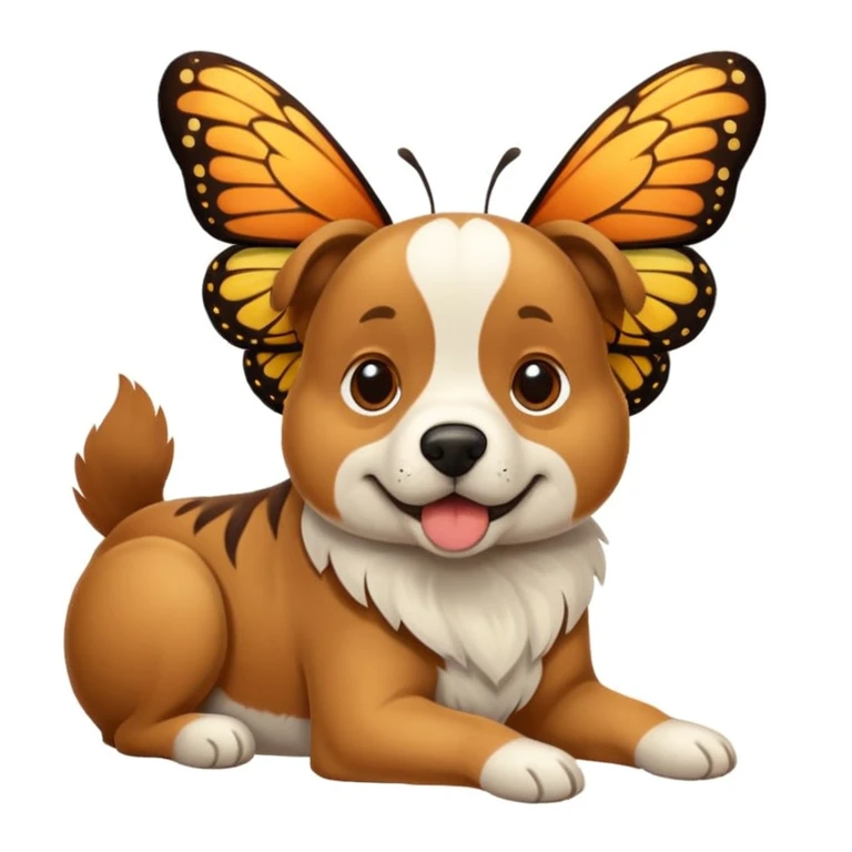 Ein Hund mit einem Schmetterling auf der nase emoji