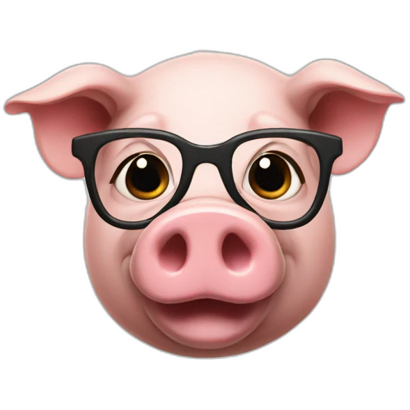 pig with glasses and sparse mustache with dark hair emoji