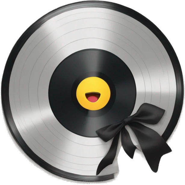 vinyl record with white bow emoji