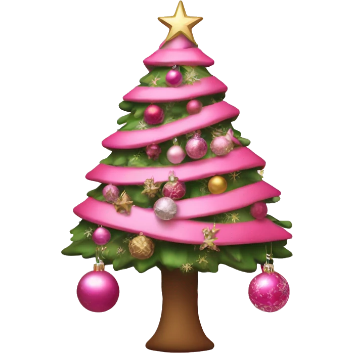 Pink Christmas tree with ornaments ￼  emoji
