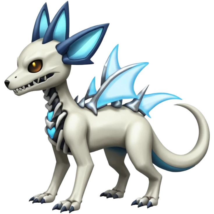 Skeletal Poochyena-Marowak-Dialga-Duskull-Electrike-Fakémon-hybrid-creature (full body)  emoji