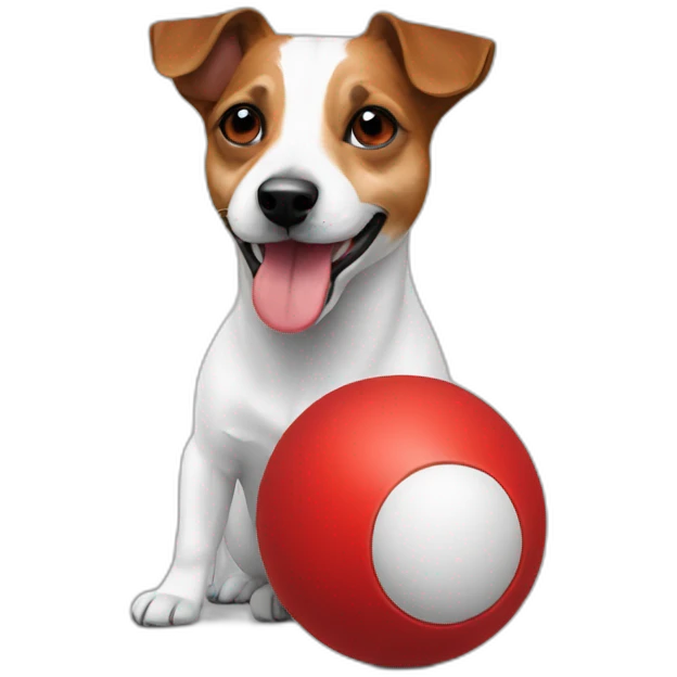 Jack Russell with red ball  emoji