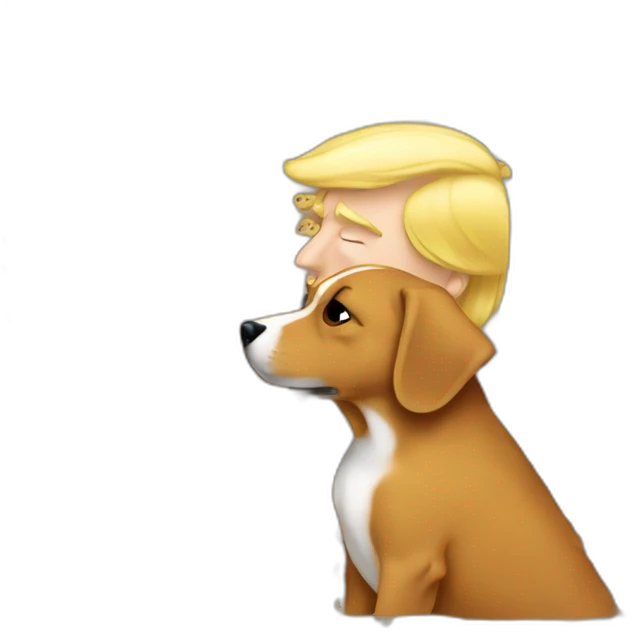 trump kissing a dog emoji