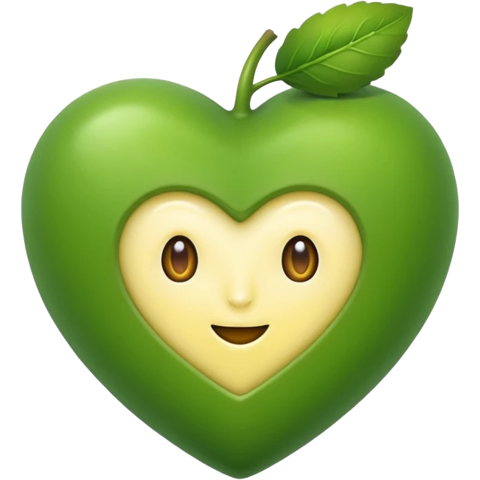Eine grüne Birne in Herz Form auf der ein Stück Butter schmilzt mit Augen  emoji