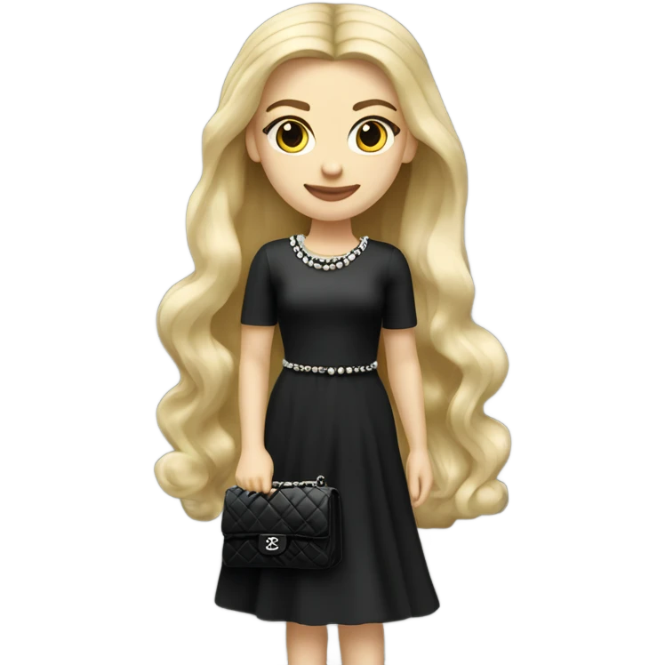 Blonde long hair Slavic Girl with chanel bag and Chanel dress full height  emoji