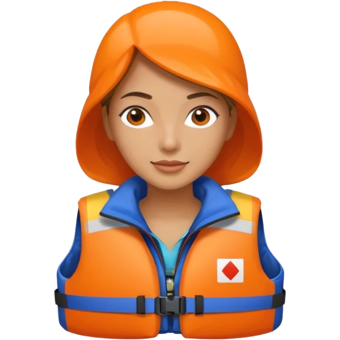 female wearing life jacket emoji