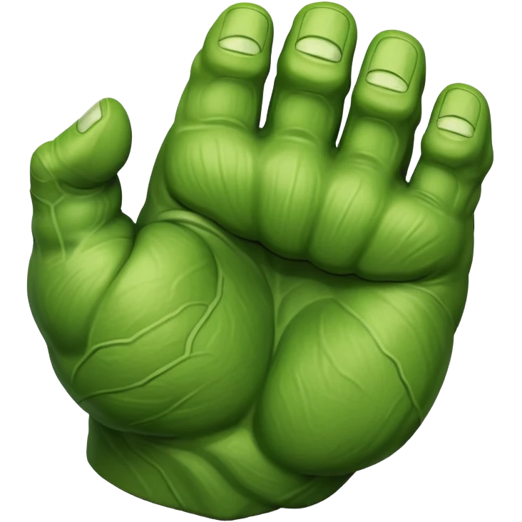 big muscular green cool hulks fist with  4 fingers emoji