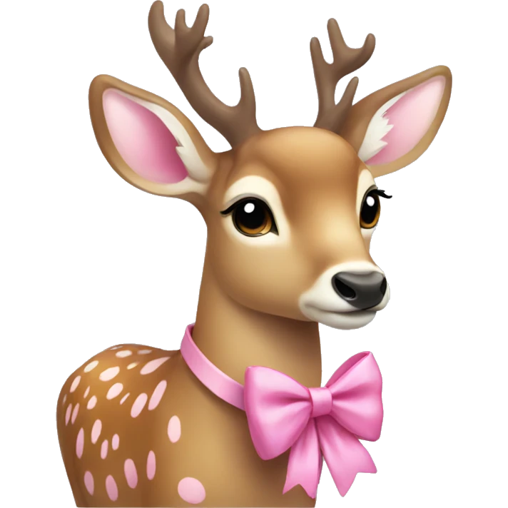 pretty deer with pink bow  emoji