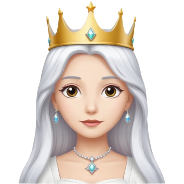 The Good Witch from The Land of Oz with long white hair, white outfit and crown emoji