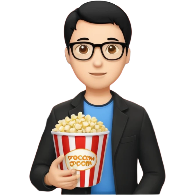 man black hair light skin tone in a movie theater emoji