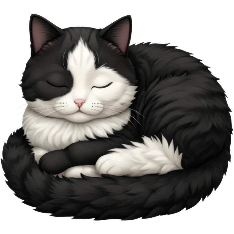 tuxedo short haired cat with his eyes closed sleeping emoji