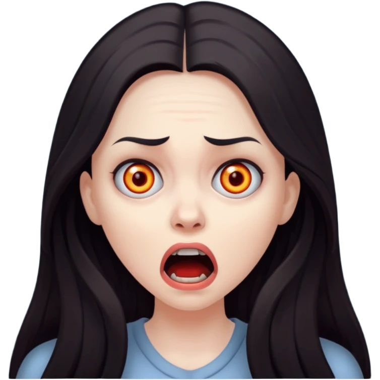 A realistic woman in horror, waist-length portrait emoji