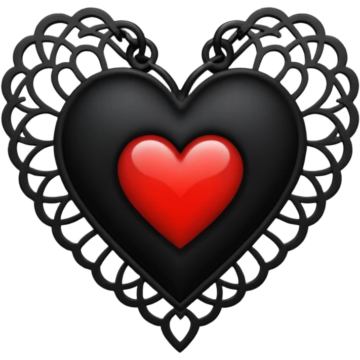 goth themed heart with a black lace necklace emoji