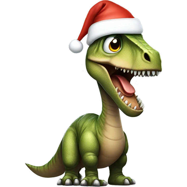 Dinosaur wearing a Santa hat emoji
