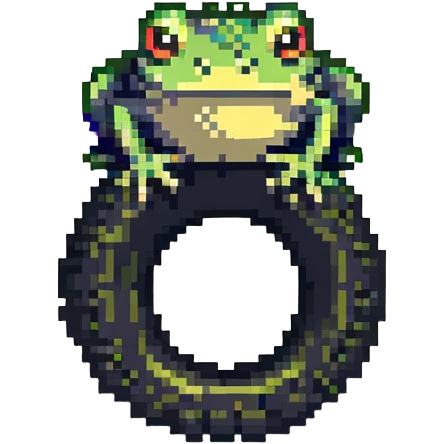 frog head on a tire with legs growing out to walk emoji