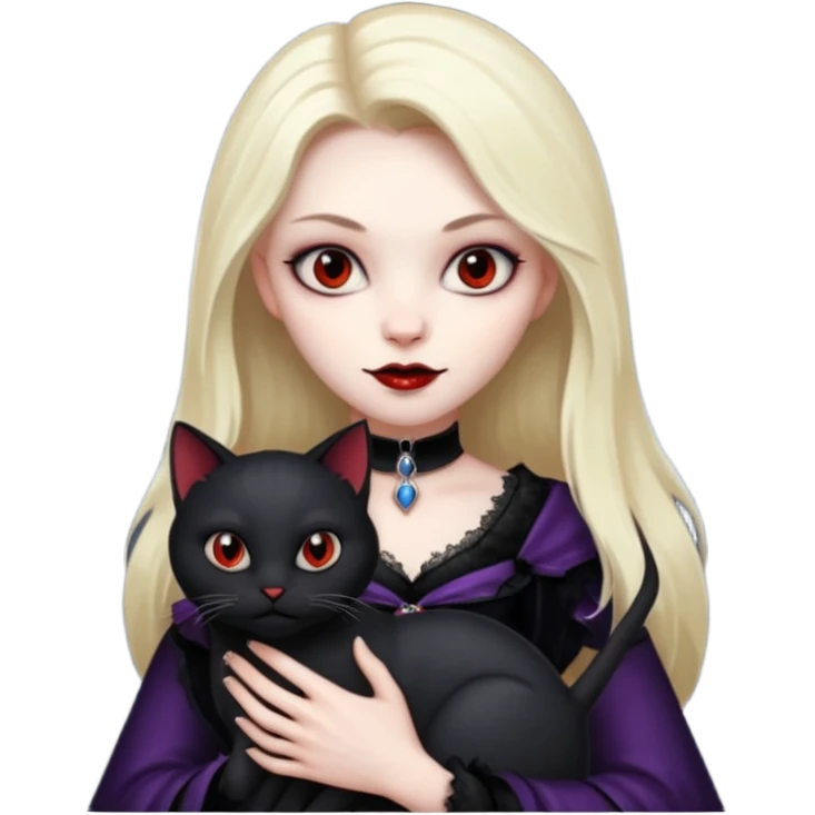 vampire holding a black cat emoji